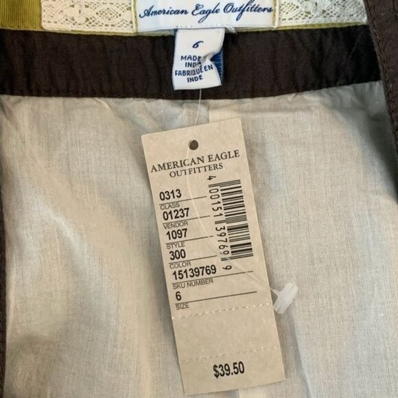 American Eagle Tiered Flare Mini Skirt Size 6 Small Green Stripe Boho - Picture 10 of 11